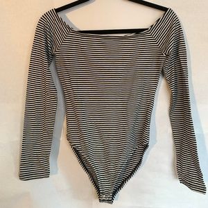 NEW STRIPED boatneck bodysuit